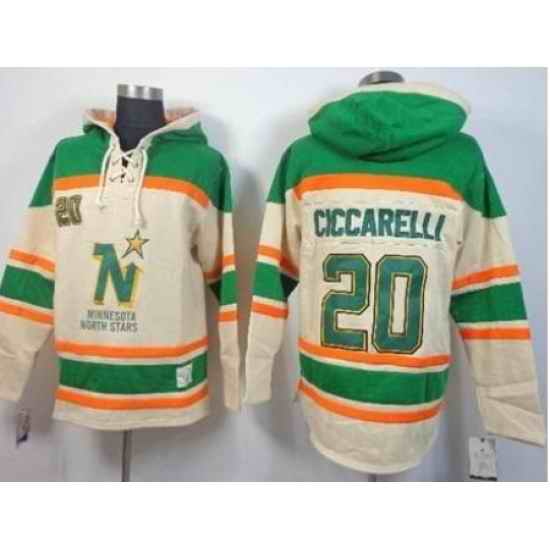 Dalls Stars #20 Dino Ciccarelli Cream Stitched NHL Sawyer Hooded Sweatshirt